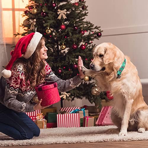 Colarinho de cachorro com padrão de elementos de natal, arco de cachorro de fivela leve ajustável, colares de animais