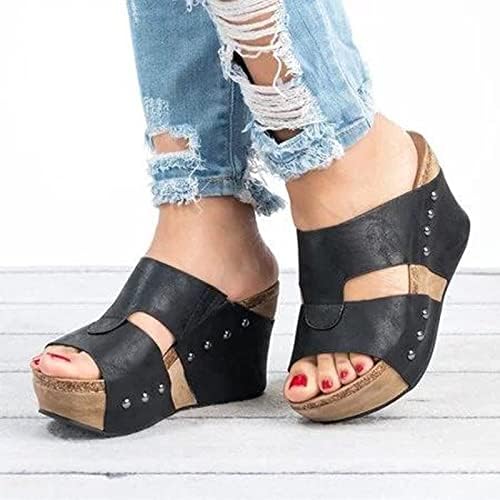 Sandálias de cunha para mulheres chinelos de plataforma vintage bohemia slides de verão chinelos de chinelos de verão no chinelo