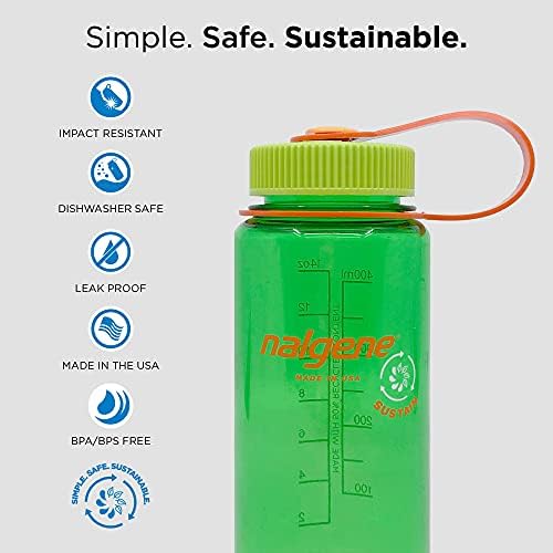 Nalgene sustenta a garrafa de água sem bpa tritan feita com material derivado de 50% de resíduos plásticos, 16 onças, boca larga