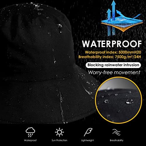 Chapéu de sol à prova d'água feminino Hat UPF 50+ Praia ao ar livre Boonie chapéu de chuva para homens pescando carona