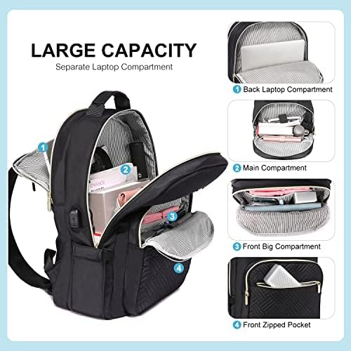 Backpack de laptop LoveVook para mulheres, bolsa de mochilas acolchoadas elegantes para viagens de trabalho de negócios,