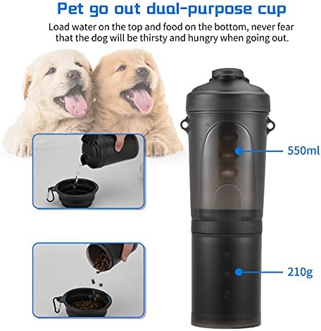 Viajar garrafa de água de cachorro, dispensador de água portátil com tigelas dobráveis ​​de viagem para caminhada ao