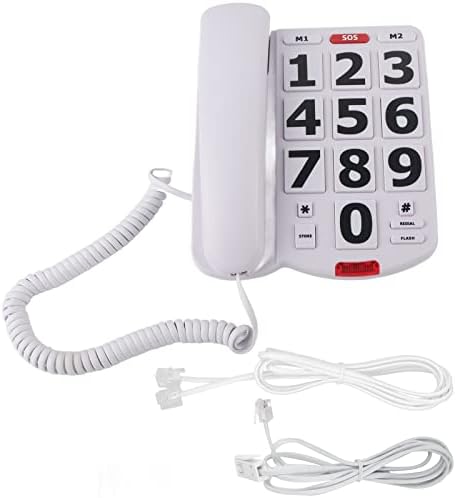 Settpenta Big Button Telefone, botão SOS M1 Button M2 Botão alto Ringtone pré -armazenado Telefone fixo conectado, Função de memória