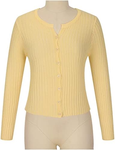 Cardigan Ruziyoog para mulheres casuais leves abertos com nervuras dianteiras tricôs Cardigans de suéter de manga comprida Botão