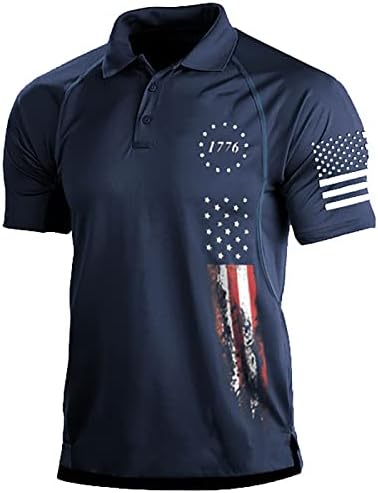 Camisas de pólo de bandeira dos EUA para homens 4 de julho Patriótico camisetas de verão