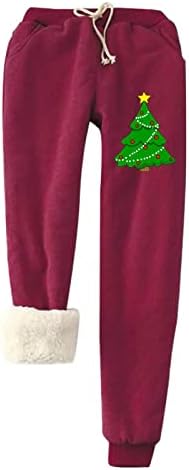 Cashmere Jogger Sortpants Swomens Christmas Tree Bright Graphic Sherpa Lined Workout Calnts Running Winter Fleece Troushers