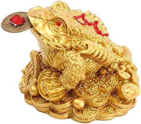 Mntt Feng Shui Money Money Frog, Lucky Gifts Golden Toad Decoração de Tabóis Ornamentos para casa Atraindo riqueza