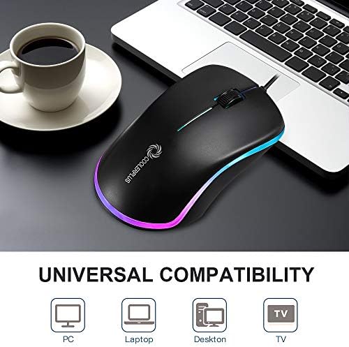CoolerPlus FC112 Mouse de computador com fio óptico USB com fácil clique para escritório e casa, 1000dpi, premium e portátil, compatível