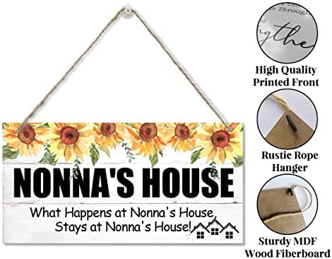 Sinal de estilo vintage da EDCTO, casa de Nonna's House O que acontece na casa de Nonna, permanece na casa de Nonna, pendurando placas