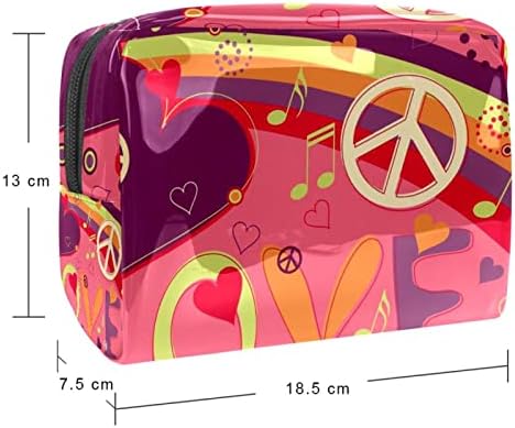 Tbouobt Gifts for Men Mulheres Bolsas de maquiagem Bolsa de higiene pessoal Pequenos sacos de cosméticos, amor e paz corações arco -íris