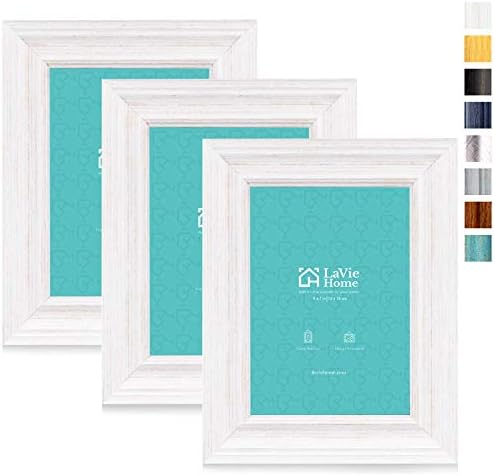 LAVIE HOME 5X7 quadros de fotos rústicos moldura de moldura com vidro de alta definição para montagem na parede e exibição superior