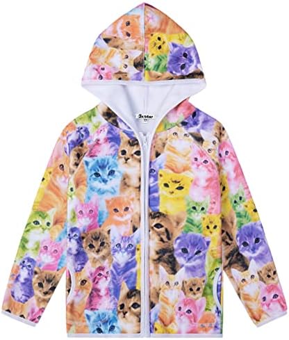Jxstar Girls Zip-up Hoodie Kids Fall Winter Sweatshirt Clowe Clothes com bolsos