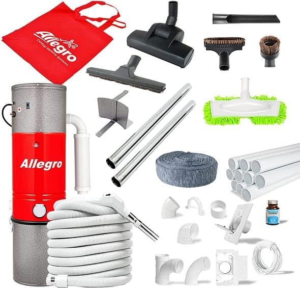 Sistema de vácuo central poderoso e poderoso do Allegro com o kit de acessório aéreo de tapete de madeira de luxo completo, kit