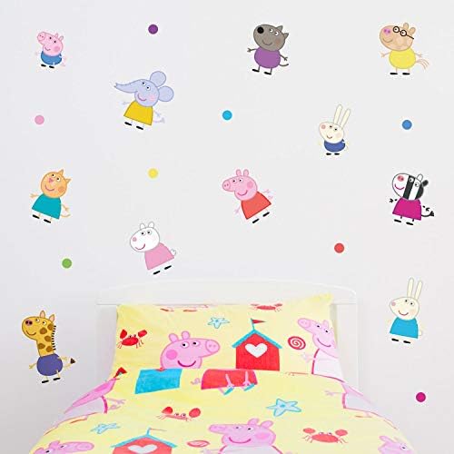 Adesivos peppa e amigos adesivos de parede pacote | Perfeito para um quarto, sala de jogos ou berçário da criança | Fácil de aplicar