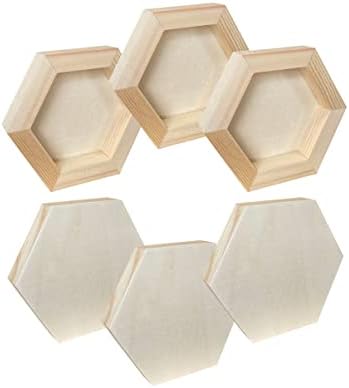 6 Pacote de madeira inacabada de madeira de madeira para pintura, 4x4.6 em painéis de madeira hexagona para artesanato
