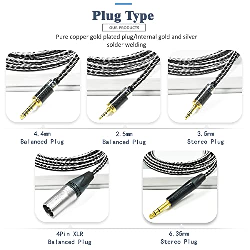 Gucraftsman 16 fios 7n Cristal de cristal único Cabos de substituição de fones de ouvido mistas de prata para elegia focal