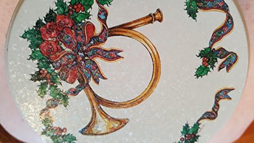 Tonfrant Christmas Tin Can & Lid, French Horn Rodada 3.5 x 2,5 1991