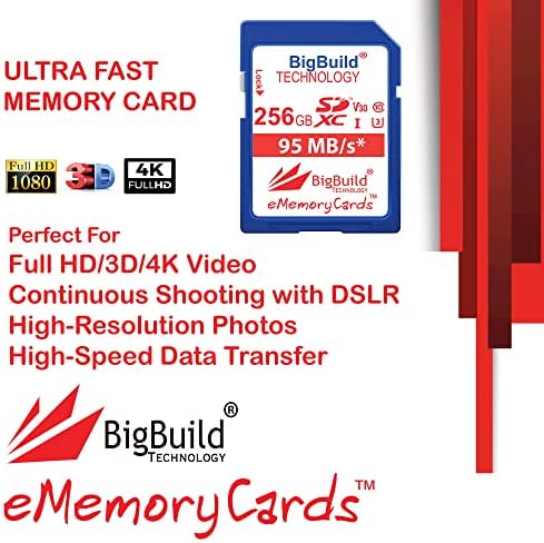 TECNOLOGIA BIGBUILD 256 GB Ultra Fast U3 SDXC 95MB/S CARTÃO DE MEMÓRIA COMPATÍVEL COM PANASONIC LUMIX DMC TZ100/TZ100EB,