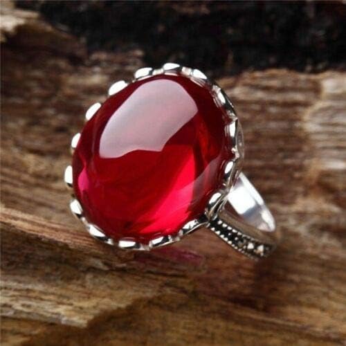 Aura Jeia Princesa Mulheres 925 Silver Ruby Gemstone Anel Jóias de casamento SZ6-10