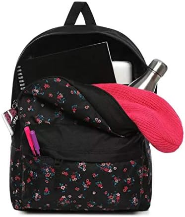 Mochila do reino feminino de vans, beleza floral preto, tamanho único