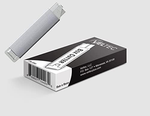 Veltec Standard Box Cutter Blade retrátil Faca de utilidade original, para caixas, papéis, cardboards, pacotes, fita adesiva, corpo