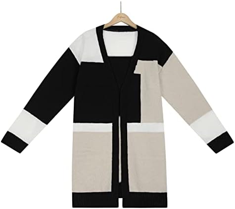 Coldigan suéteres de cokuera para feminino outono 2022 Cardigã frontal elegante casacos causais Bloco de cor solto