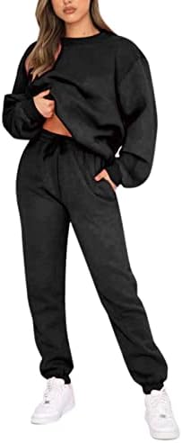 Roupa de duas peças para molhos de traje de traje de traje sólido Tampo de manga comprida e calças compridas loungewear