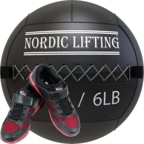 Bola de parede de elevação nórdica 6 lb pacote com sapatos Venja Tamanho 9 - Black Red