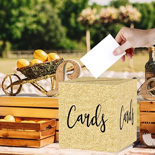 Caixa de cartão de ouro clássico do Tfciate, 8 x8 x8 Caixa de recebimento para casamentos de chuveiro de noiva para o chá de bebê de aniversário de festas de formatura