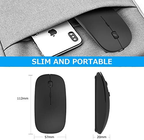 Mouse sem fio Bluetooth, modo duplo Slim recarregável mouse sem fio mouse silencioso sem fio com Bluetooth 4.0 e 2.4g sem fio, compatível com laptop, PC, Windows Mac Android OS tablet