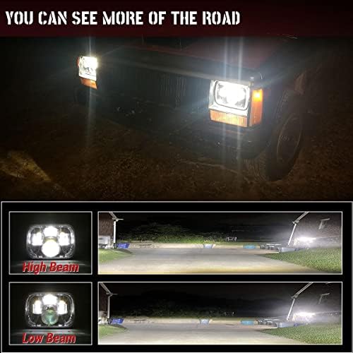 Truckmall 5x7 7x6 polegadas LED faróis, H6054 6054 H5054 6052 LED compatível com Jeep Cherokee XJ Wrangler YJ Comanche MJ