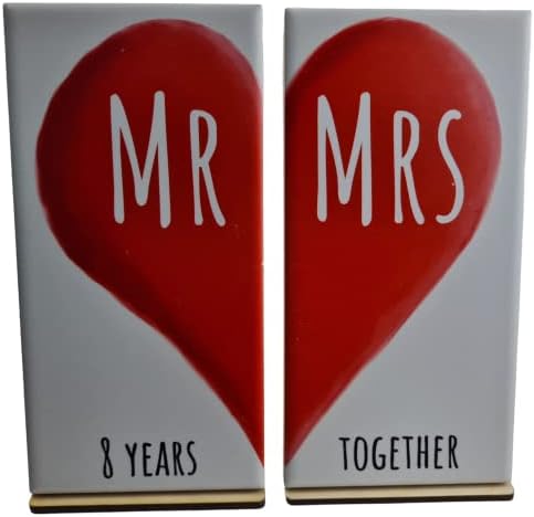 Sr. e Sra. 8 anos juntos - ornamento de dupla telha 8th MRMRS08