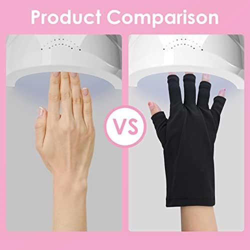 Luvas anti -UV, luva de manicures de gel, proteção profissional luvas sem dedos, luvas de escudo UV de cuidados com a pele de unhas