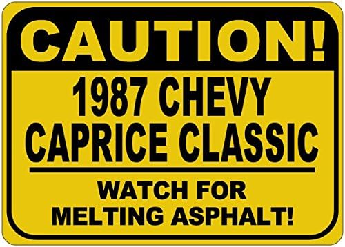 1987 87 Chevy Caprice Classic Cuidado Sinal de asfalto - 12 x 18 polegadas