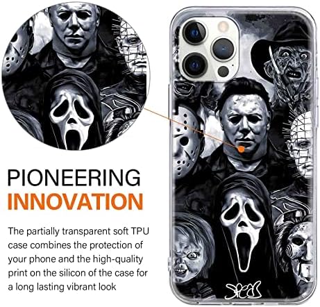 2 pacote de telefone legal capa para iPhone 13 Pro Max Case Clear 6.7 , Scream Horror Movie Impresso, Skull Ghost Face Pattern