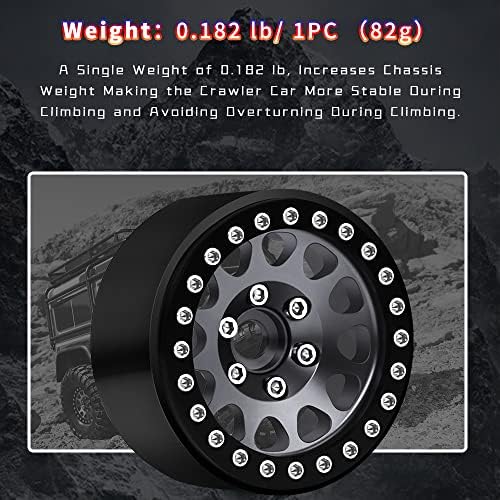 Globact Alumínio de 1,9 polegada Roda de beadlock RC RIM RIM CURE DE RODA DE CONJUNTO DE 1/10 RC CRAWLER TRX4 TRX6 AXIAL