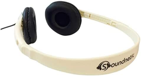 Fones de ouvido estéreo da sala de aula do SONSTNETNET SN401 com fones de ouvido em couro, branco, contagem de 100, pacote de
