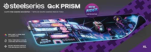 Steelseries QCK Prism XL Neon Rider Edition Pasting Mouse Pad - Iluminação de 2 -zonas - Iluminação de eventos em tempo real
