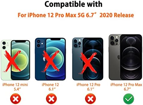 Szhaiyu 2 em 1 capa traseira destacável compatível com o iPhone 12 Pro Max Wallet Case com suporte de couro de bolso de couro