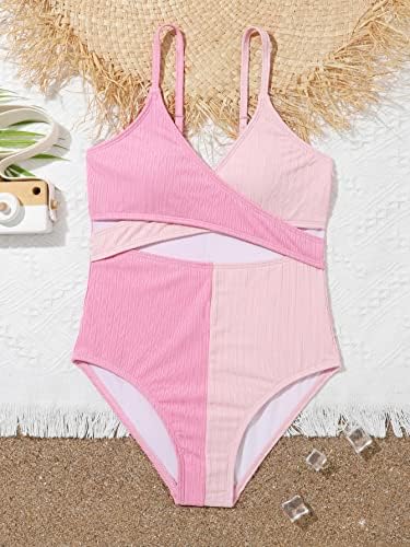 Milumia Girl Color Block Onepiece Swimsuit Cut Out Wrap Spaghetti Strap Bathing Sudicewear