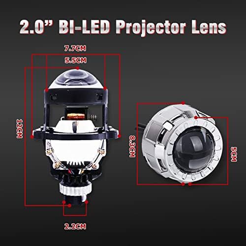 Yufanya 2.0inch Mini lente projetor liderada por Hi/Lo, 60W 6000k White, Fit H4 H7 9005 HB3 9006 HB4 Motorciclo de carro Retrofit