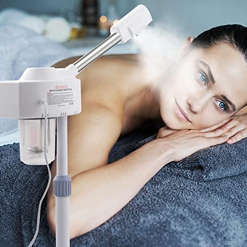 Omysalon 2 em 1 vapor facial com lâmpada de ampliação de 5x, esteticista a vapor de aromaterapia profissional umidificador