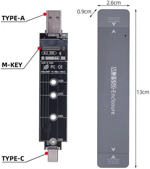 XIWAI tipo C USB3.0 para combinar nvme m-key m.2 ngff sata SSD PCBA Case 2280/2242/2230mm Adaptador RTL9210B Chipset