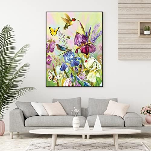 YeZaveSu Paint by Number for Adults Hummingbird Butterfly Flowers, tinta digital DIY por números, pintura a óleo
