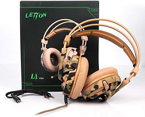 Letton Gaming Headset Bass Surround Stereo Sound Headphones para PS4 Xbox One PC Mac com Ruído Cancelamento de Mic Volume Control