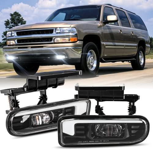 Realove LED nevoeiro Luzes de nevoeiro de névoa de névoa compatível com C Hevy Silverado 1999-2002, Suburban 2000-2006, C.Hevrolet