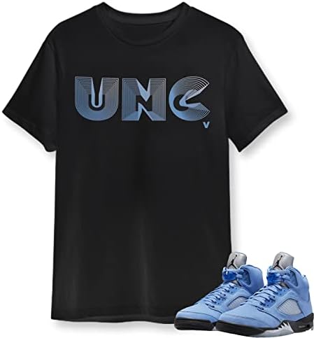 Camisa unissex para Jordan 5 uni.ver.sity azul, camisa unilateral para tênis jordan 5 uni.ver.sity azul, Jordânia 5 U.N.C Match