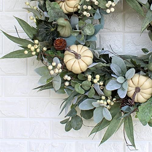 Zhaolei outono White Wreath Home Porta da frente pendurando a coroa de férias Decorações de cena