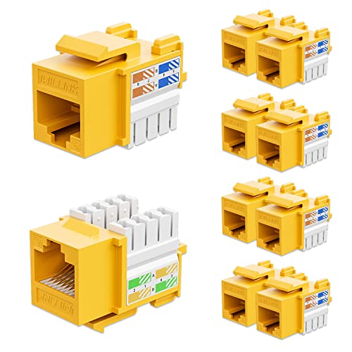 IWILLink Cat6 Keystone Jack 10-Pack, RJ45 Keystone Jack, acoplador de keystone Ethernet de 90 graus, Adaptador de Jack Keystone