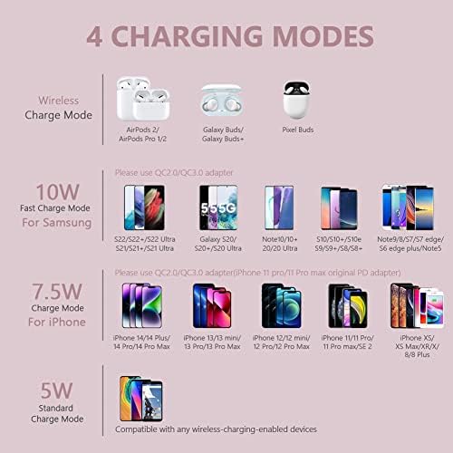 Yootech Wireless Charger, 10W Max Fast Wireless Charging Pad compatível com iPhone 14/14 Plus/14 Pro/14 Pro Max/13/13 mini/se 2022/12/11/x/8, Samsung Galaxy S22/S21/S20, AirPods Pro 2